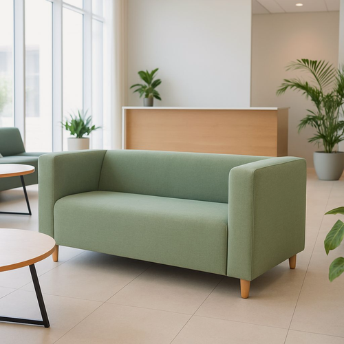 Изображение товара Диван MOLECO Бэни, офисный, с подлокотниками, велюр, мятный цвет, 230х78х77 см
