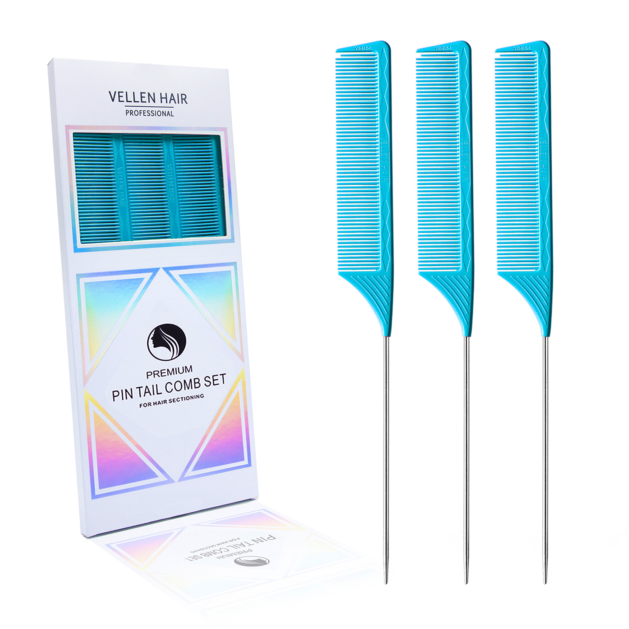 Набор парикмахерских расчесок с хвостиком - 3 штуки