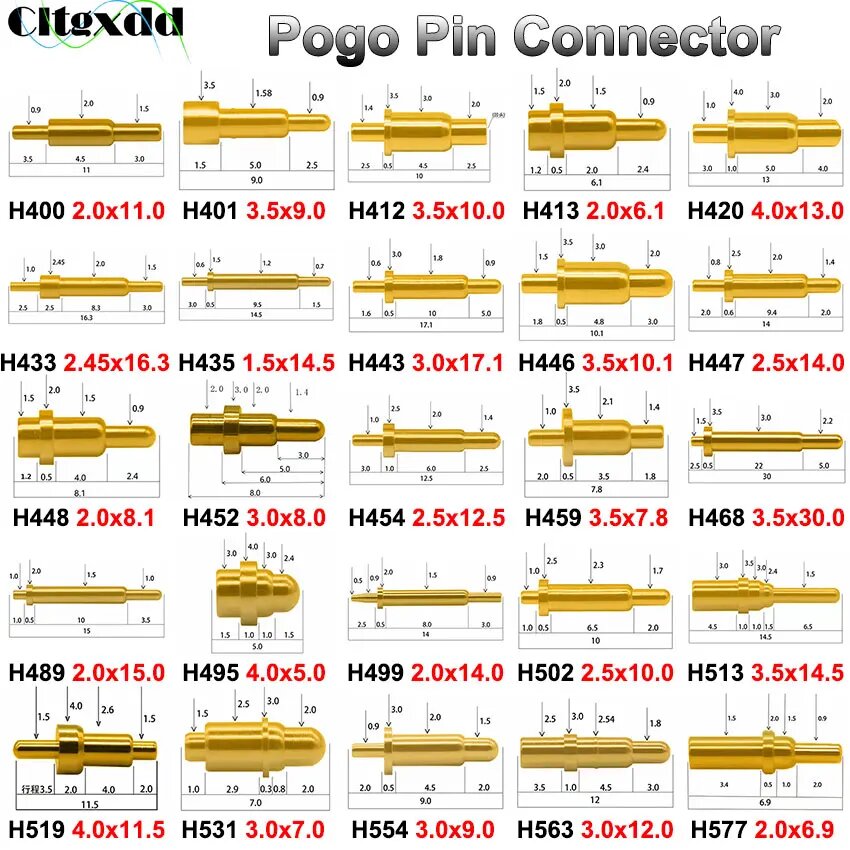 5 шт. 5 7 8 9 10 11 12 12,5 13 14 14,5 15 30 мм Pogopin Разъем PCB Контактная батарея Пружинный верхний контакт SMD DIP Pogo Pin Тестовый зонд, H459