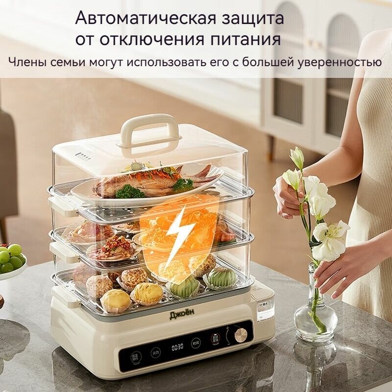 Пароварки Xiaomi Xiaomi Mijia Пароварка электрическая, Экологическая цепочка Xiaomi,24 L, белый32