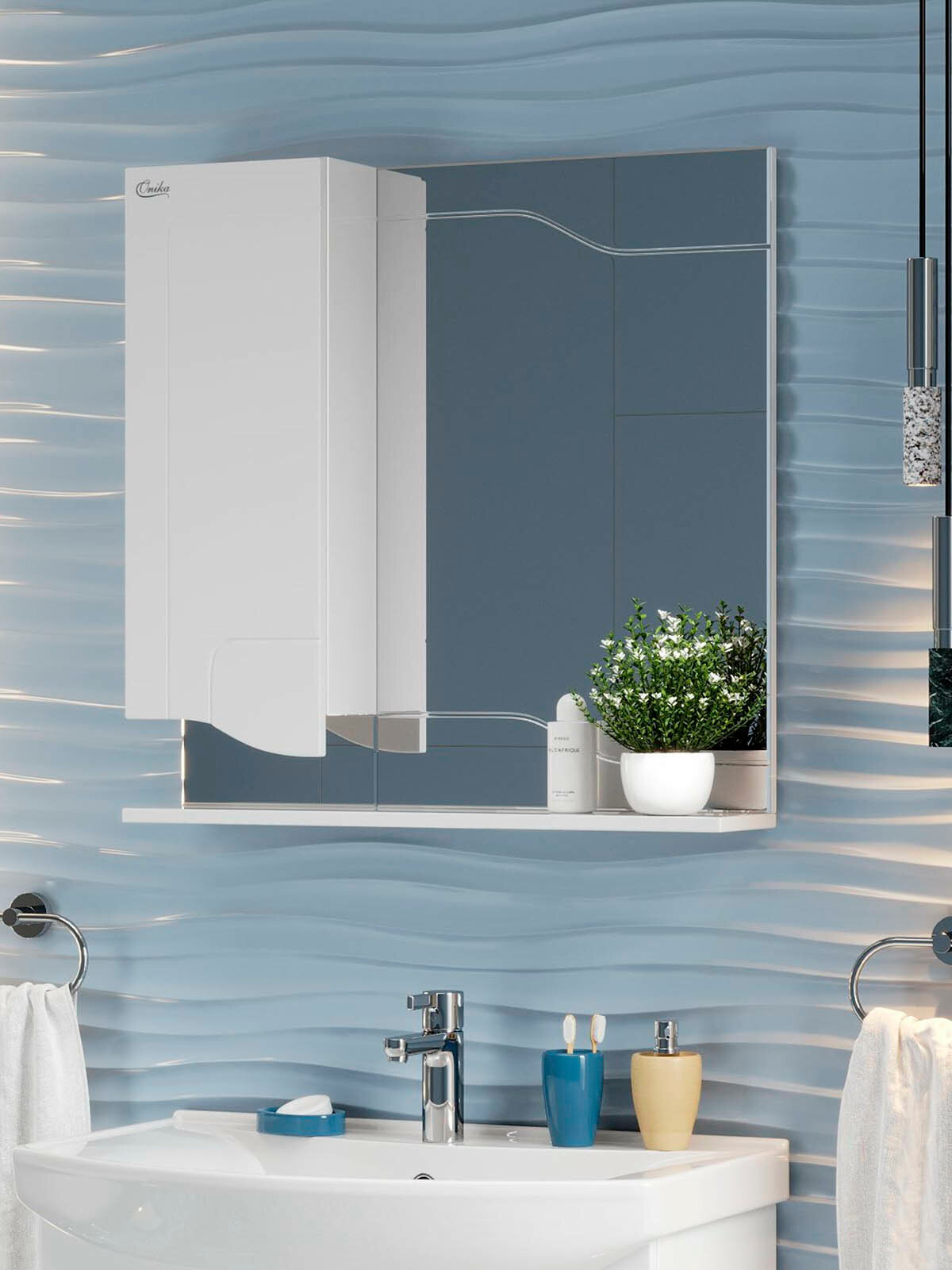 Шкаф-зеркало для ванной Onika Веронэлла 75 белый левый / 72x15x73 см