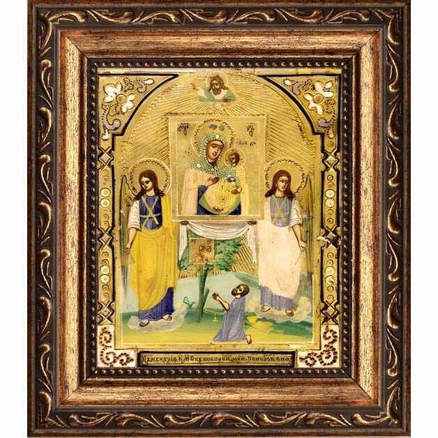 Одигитрия Святогорская. Старинная икона Божией Матери. (10 х 12 см / В раме / 16)