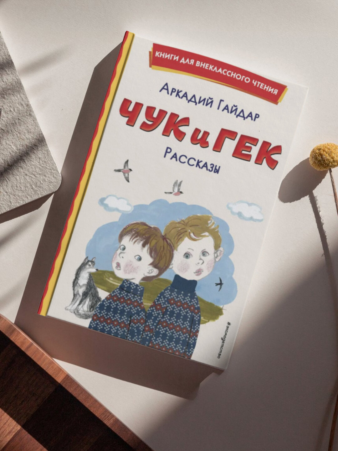 Книга "Чук и Гек" от Аркадий Петрович Гайдара с черно-белыми иллюстрациями, мягкий переплет, 160 стр