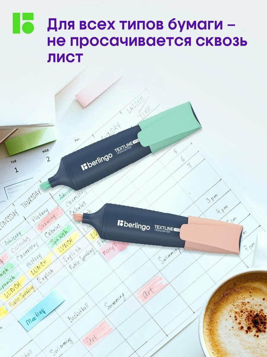 Набор текстовыделителей Berlingo "Textline HP200", 4цв, пастельные цвета, 1-5мм — фото 1