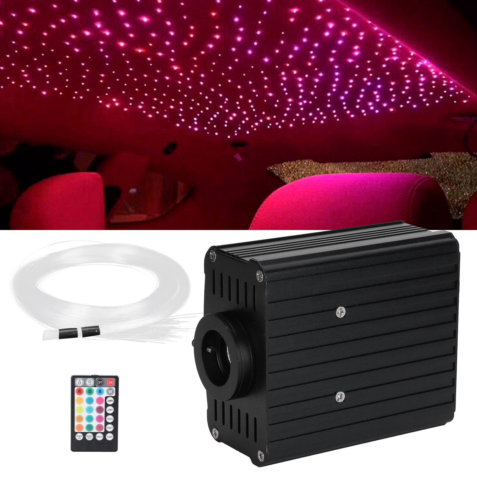 Комплект светодиодного потолочного освещения RGBW мощностью 16 Вт с управлением через приложение с оптоволоконным кабелем длиной 2 м