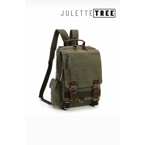 INDIANA Turn. Компактный холщевый рюкзак. Плотный. Для города, путешествий. Функциональный и вместительный. Мужской/женский. Зеленый.