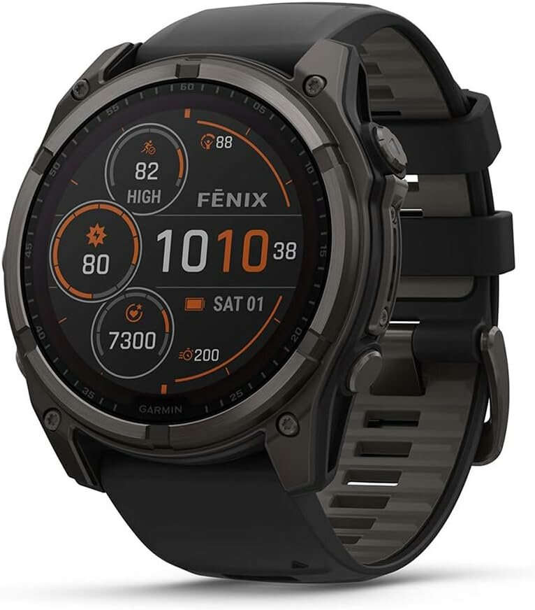 Умные часы Garmin Fenix 8, 47 мм, Solar, Sapphire Carbon Gray DLC Titanium with Black/Pebble Gray (010-02906-10)