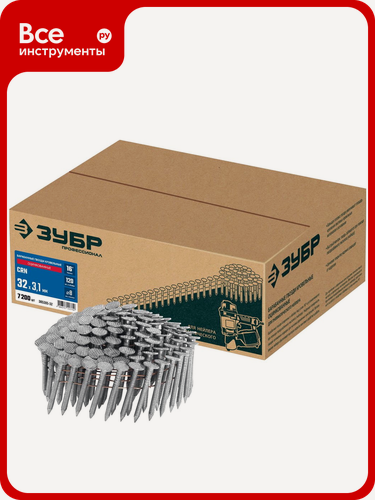Изображение товара Барабанные гвозди кровельные ЗУБР CRN 32x3.1 мм, оцинкованные, 7200 шт 305385-32
