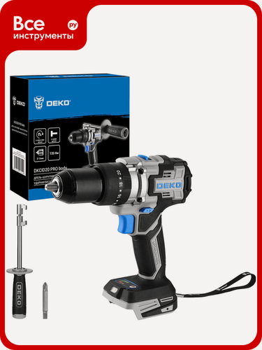 Изображение товара Дрель-шуруповерт аккумуляторная ударная бесщеточная DEKO DKCID20 PRO, 20В, без АКБ и з/у 063-4457