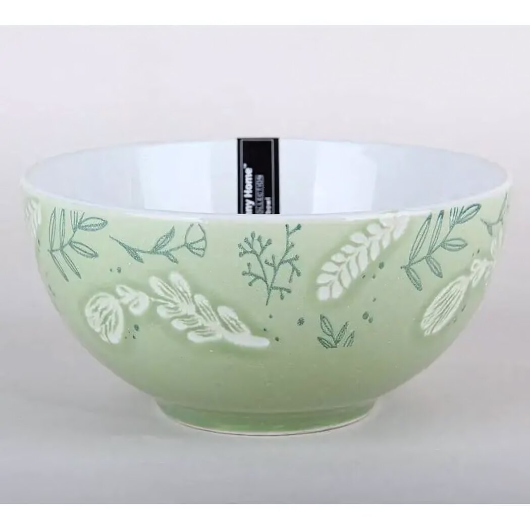 Салатник керамический 17см с ручной росписью, растительный орнамент, для сервировки и подачи блюд