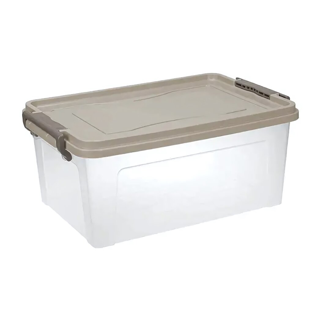 Контейнер для хранения 20л с герметичной крышкой 48.4х19.5см прозрачный/капучино