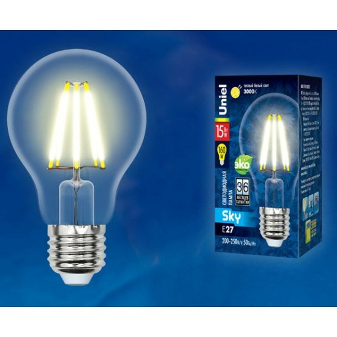 Лампа Uniel LED-A70 E27 15Вт 3000К грушевидная