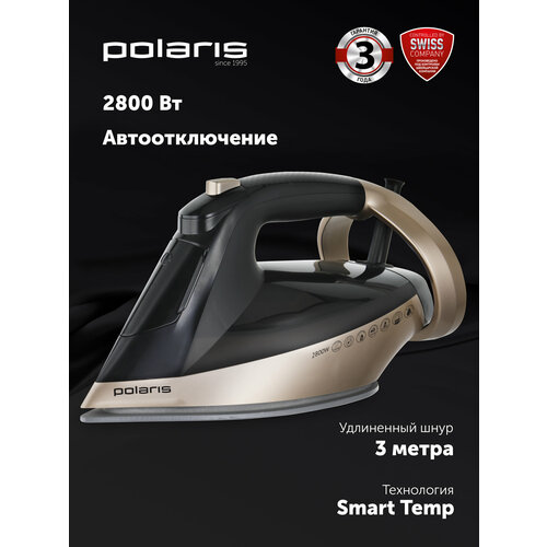 Утюг Polaris PIR 2852AK керамическая подошва PRO 5 Ceramic 3м шнур черныйзолотой 3799₽