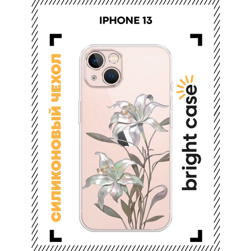 фото Чехол на apple iphone 13 / айфон 13 с принтом белые лиллии, прозрачный bright case