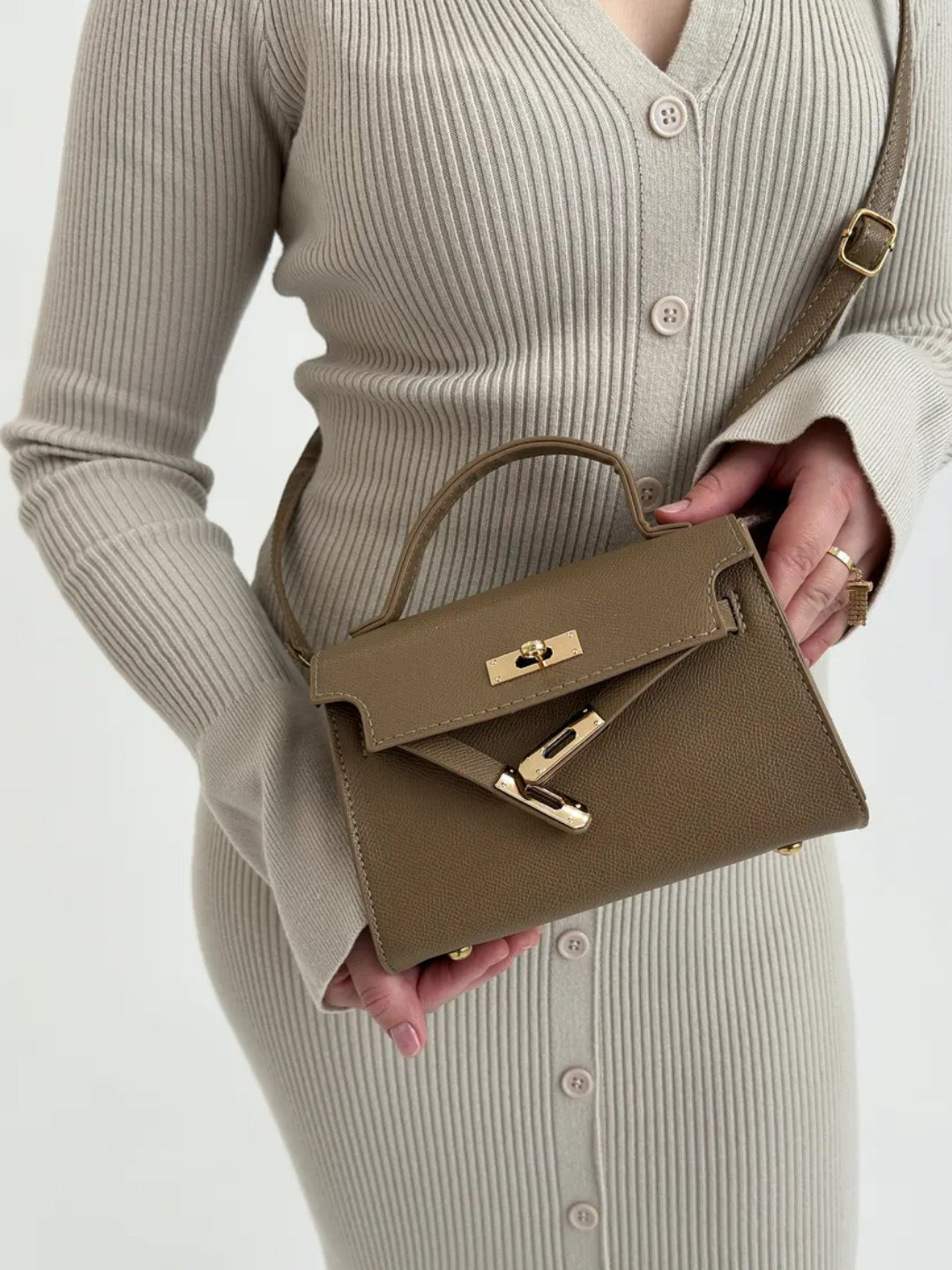 Сумка  Мини-сумка Hermes Kelly Style, коричневый — фото 1