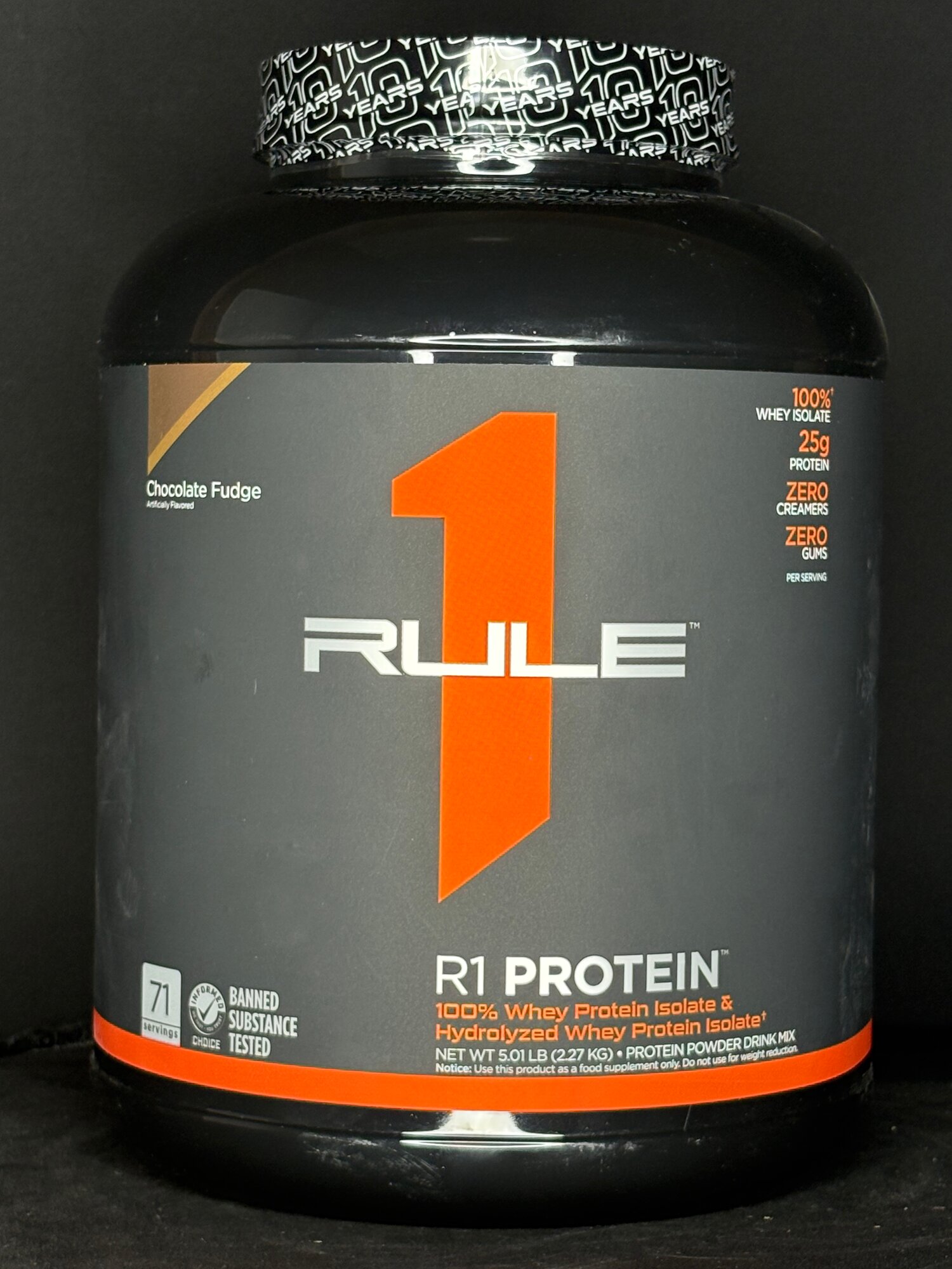 Протеин Rule 1 "Protein Isolate", 2,2 кг, 0г сахара и углеводов, шоколадный вкус