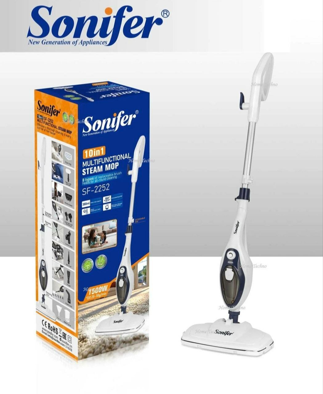 Паровая швабра Sonifer SF-2252, для сухой и влажной уборки, 1200 Вт