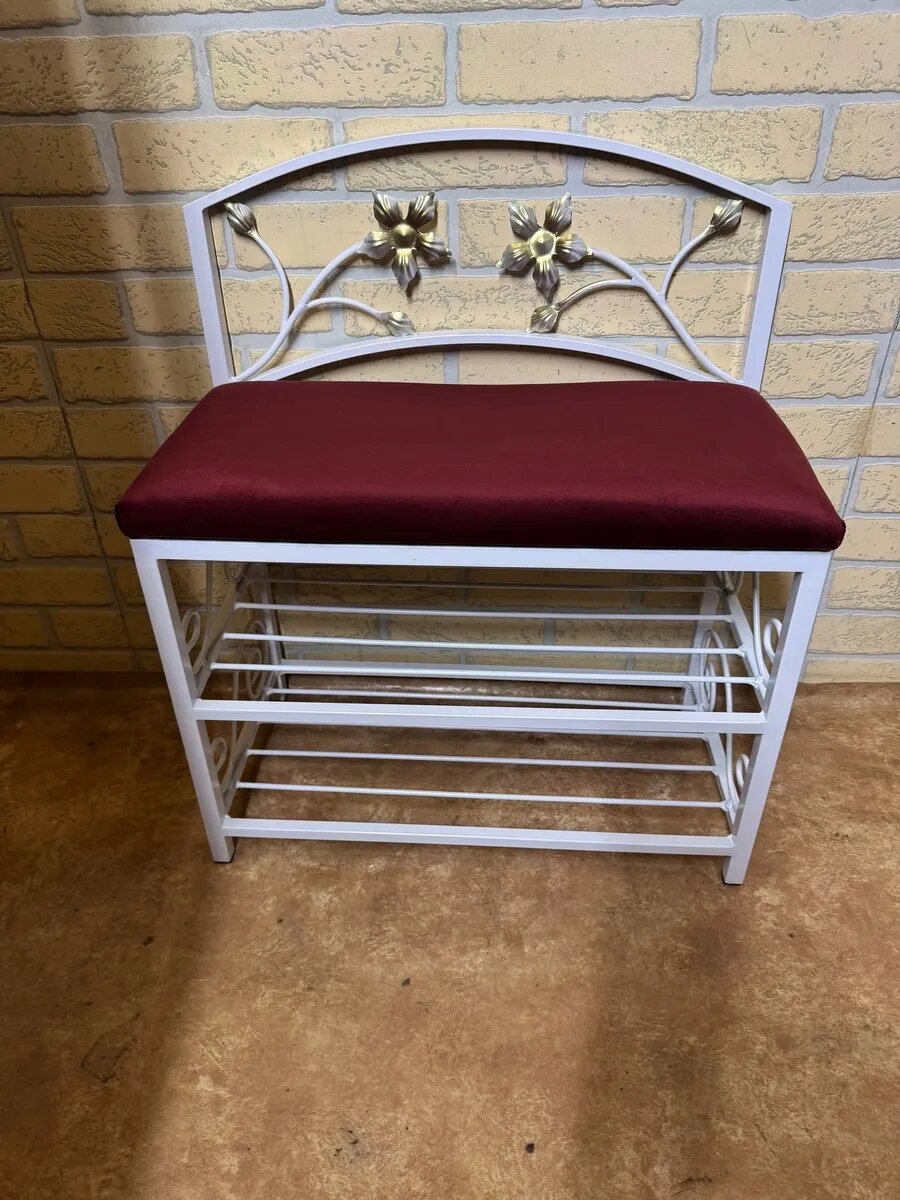 Кованая банкетка №04, Студия кованой мебели Нива, цвет бордовый — фото 1