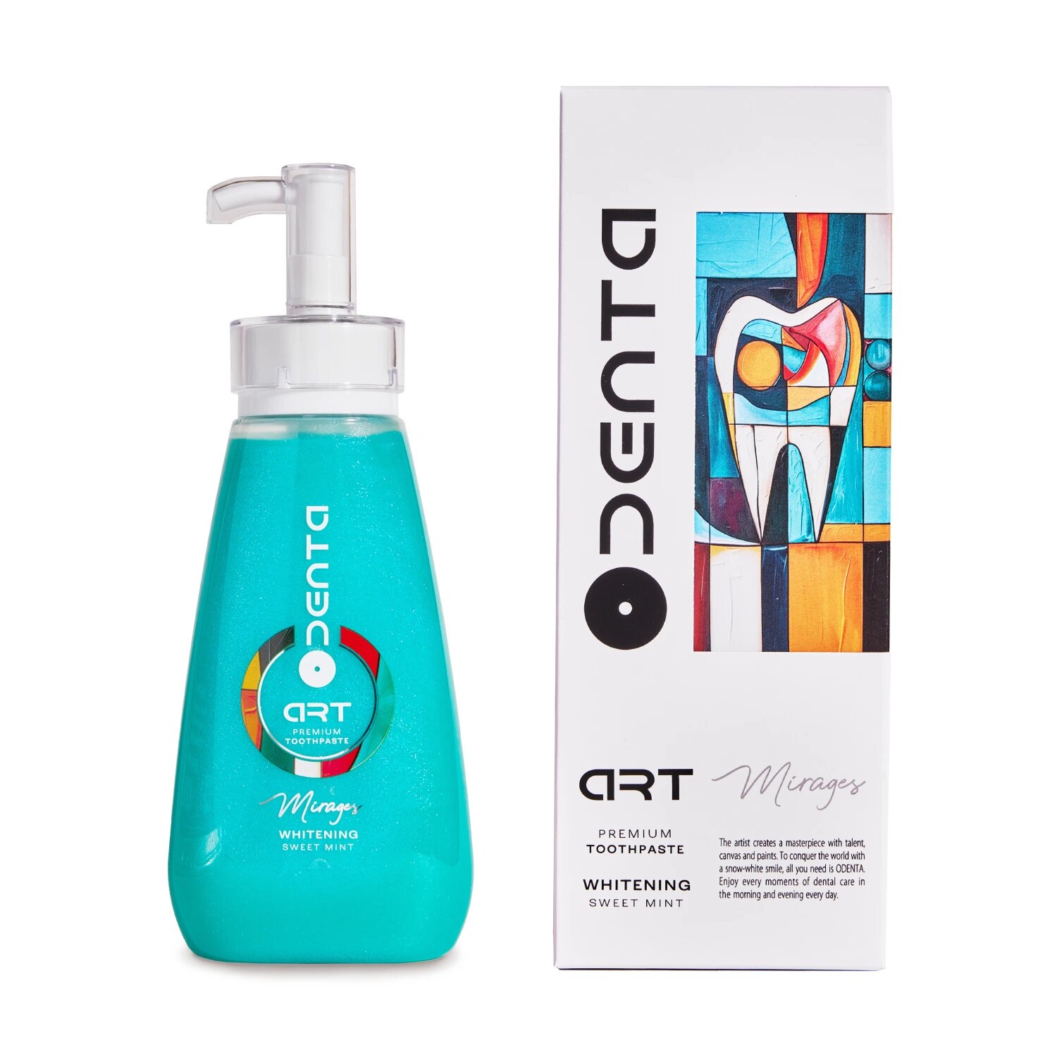 Паста зубная ODENTA ART Minerals Whitening Sweet Mint комплексный уход и осветление эмали, 220 мл, Модум