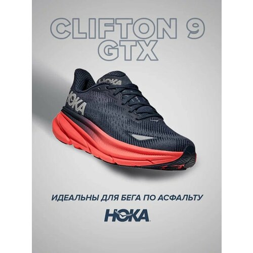 фото Кроссовки hoka one one clifton 9 gtx, полнота b, размер 39 ru, синий/коралловый
