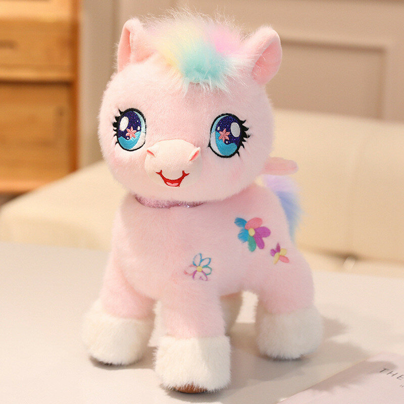 Rainbow pony мягкая плюшевая кукла с фланелевым материалом для детской комнаты розовая 15см