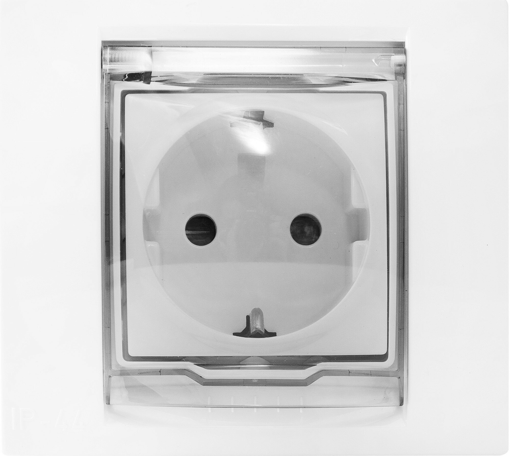 Розетка с заземлением со шторками и крышкой IP44 Schneider Electric Unica белая MGU61.037.18