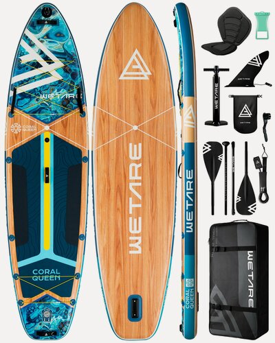Изображение товара SUP-доска надувная WETARE Coral Queen BLUE PRO 11'6", 351х89х15 см, двухслойный надувной сапборд с сиденьем