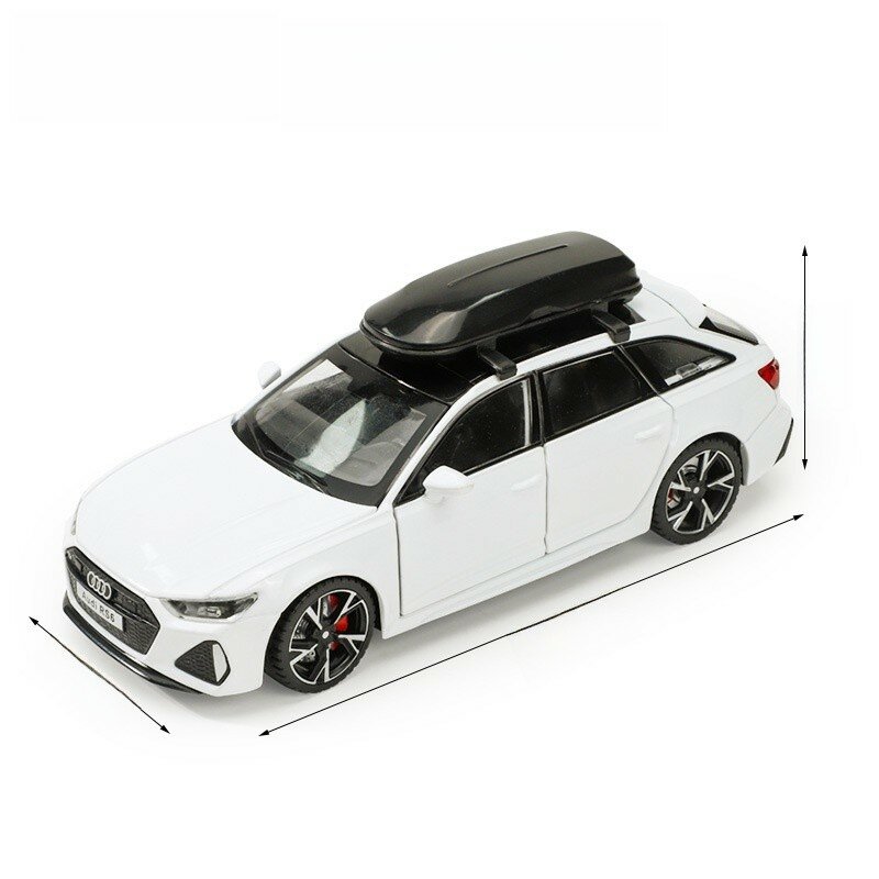 Alloy model car 132 audi rs6 with inertia control and light effect for enthusiasts and kids white