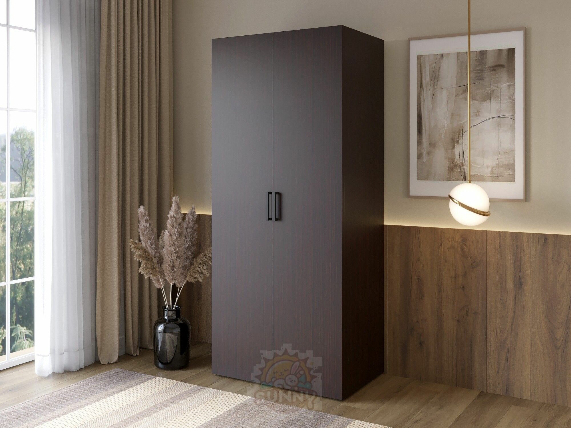 Шкаф распашной Крафт №2, 2-х дверный, ЛДСП двери, 184x80x51 см, венге