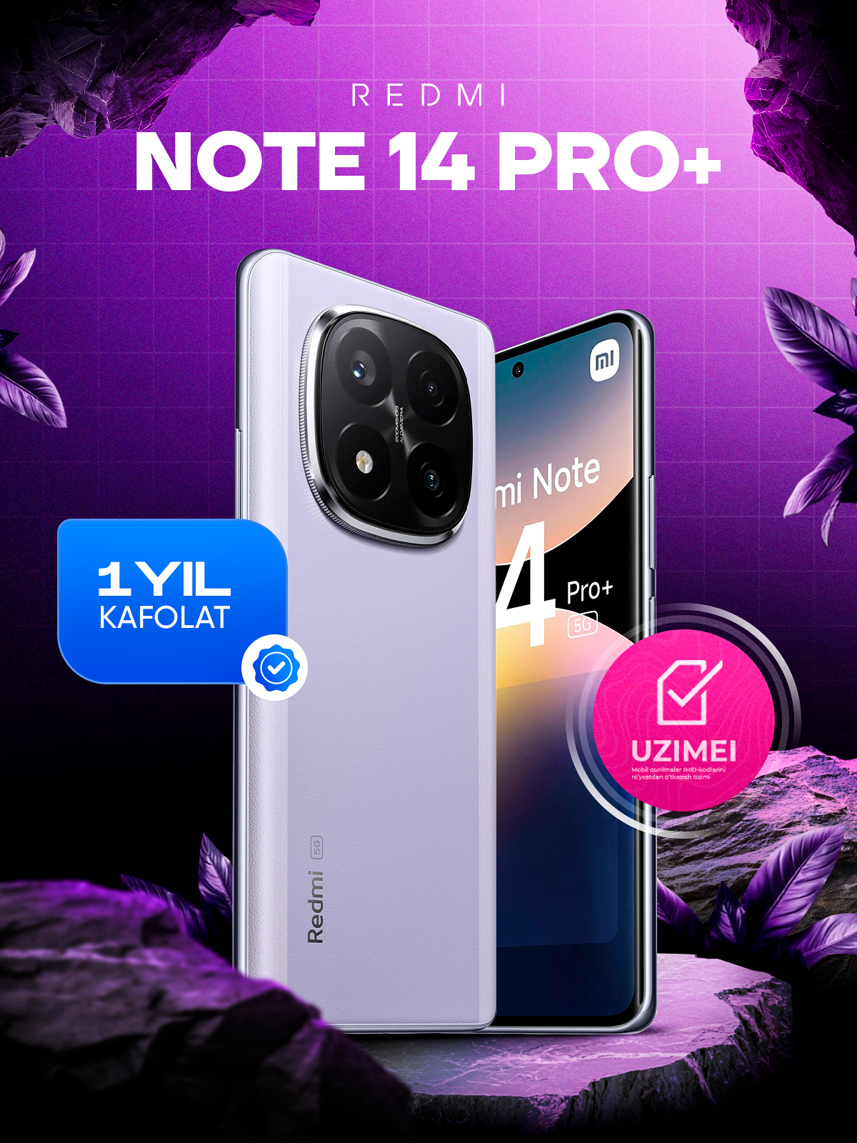 Смартфон Redmi Note 14 Pro+ 5G, 12GB+512GB, AMOLED 120Hz дисплей