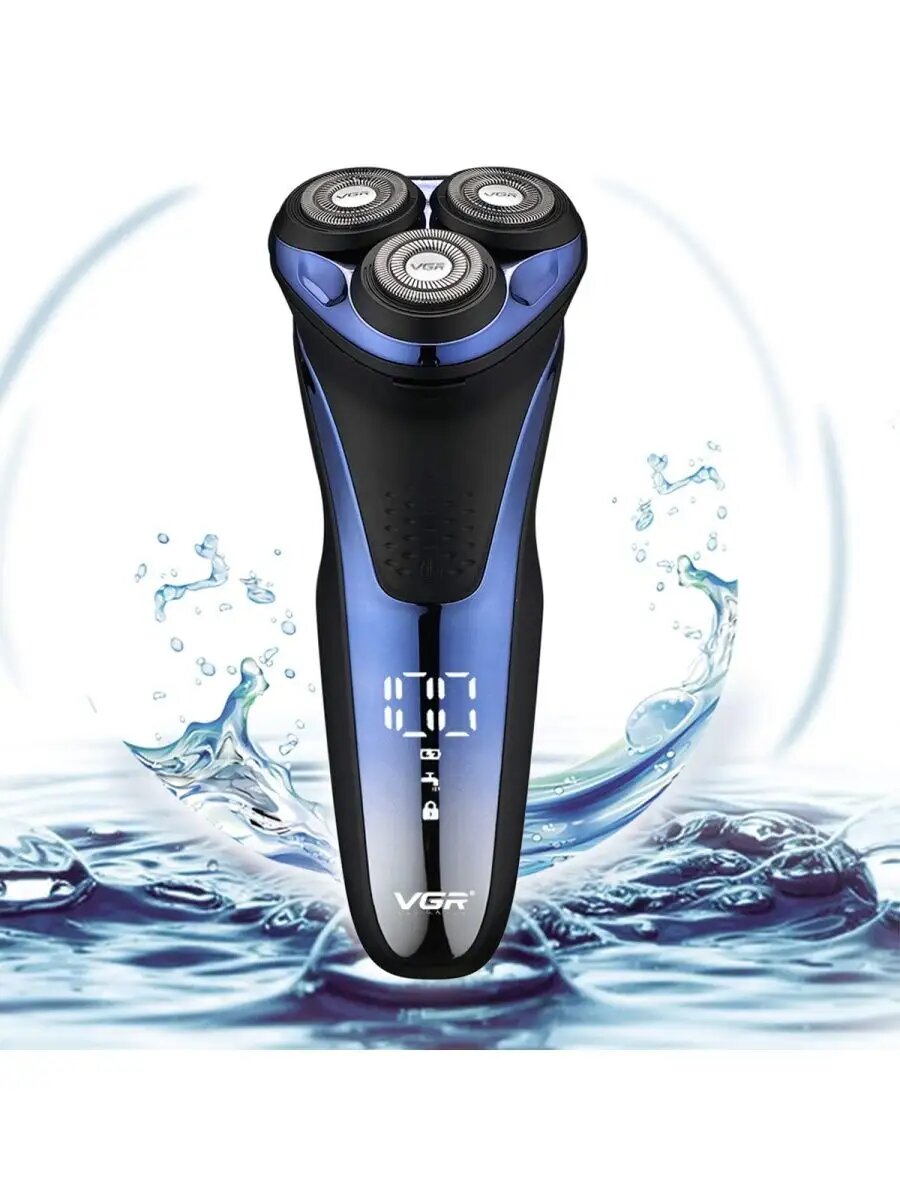 Машинка для стрижки VGR-306, для волос и бороды, влажная очистка, 3 насадки — фото 1