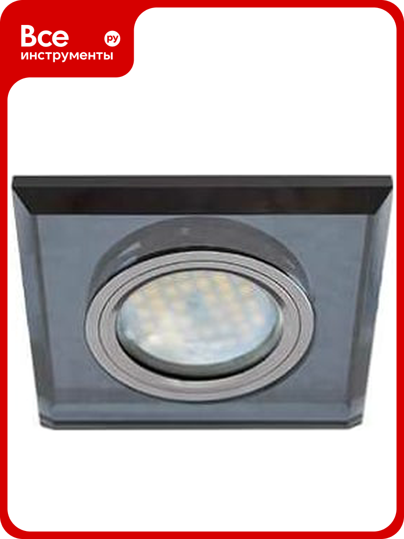 Светильник Ecola MR16 DL1651 GU5.3 Glass стекло квадрат скошенный край черный - черный хром 25x90x90 FB1651EFF