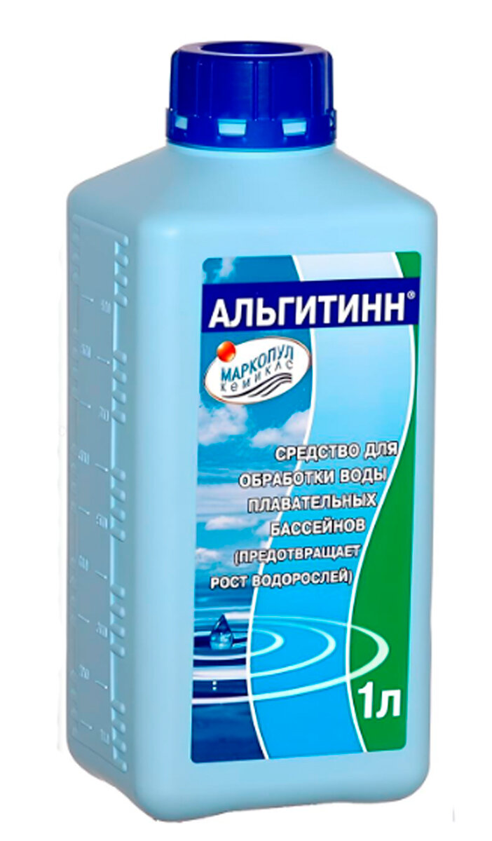 Альгицид жидкий для бассейна Альгитинн Маркопул Кемиклс 1 л (1 кг) - Химия для дезинфекции и очистки воды бассейна
