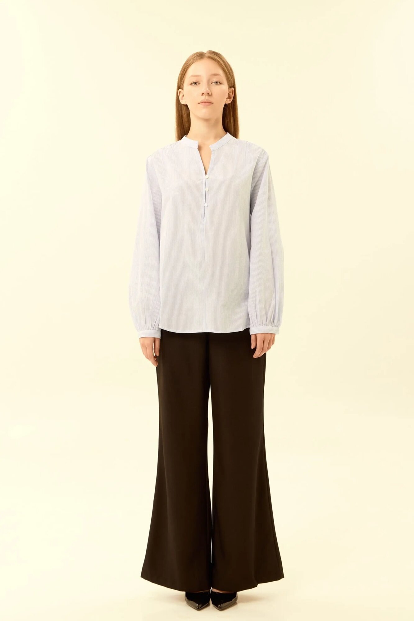 Блуза Selfie, размер XS, бело-голубая полоска — фото 1