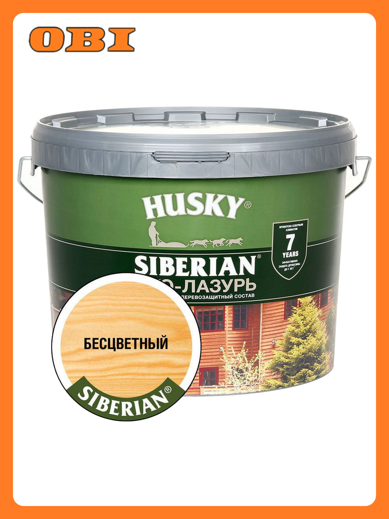 Эко-лазурь HUSKY Siberian акриловая бесцветная полуматовая 9 л