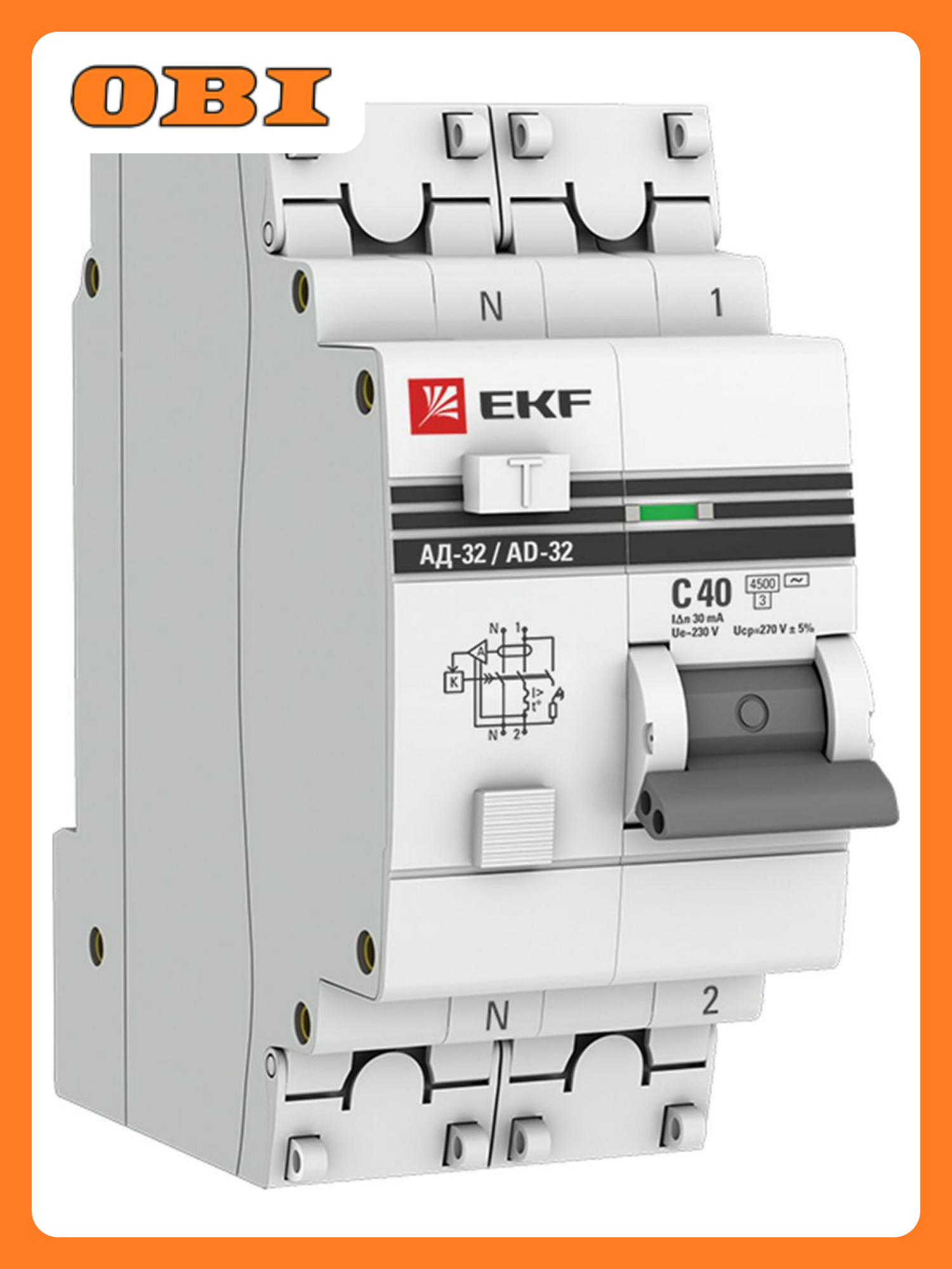 Автомат дифференциальный EKF PROX 1P+N 40А С