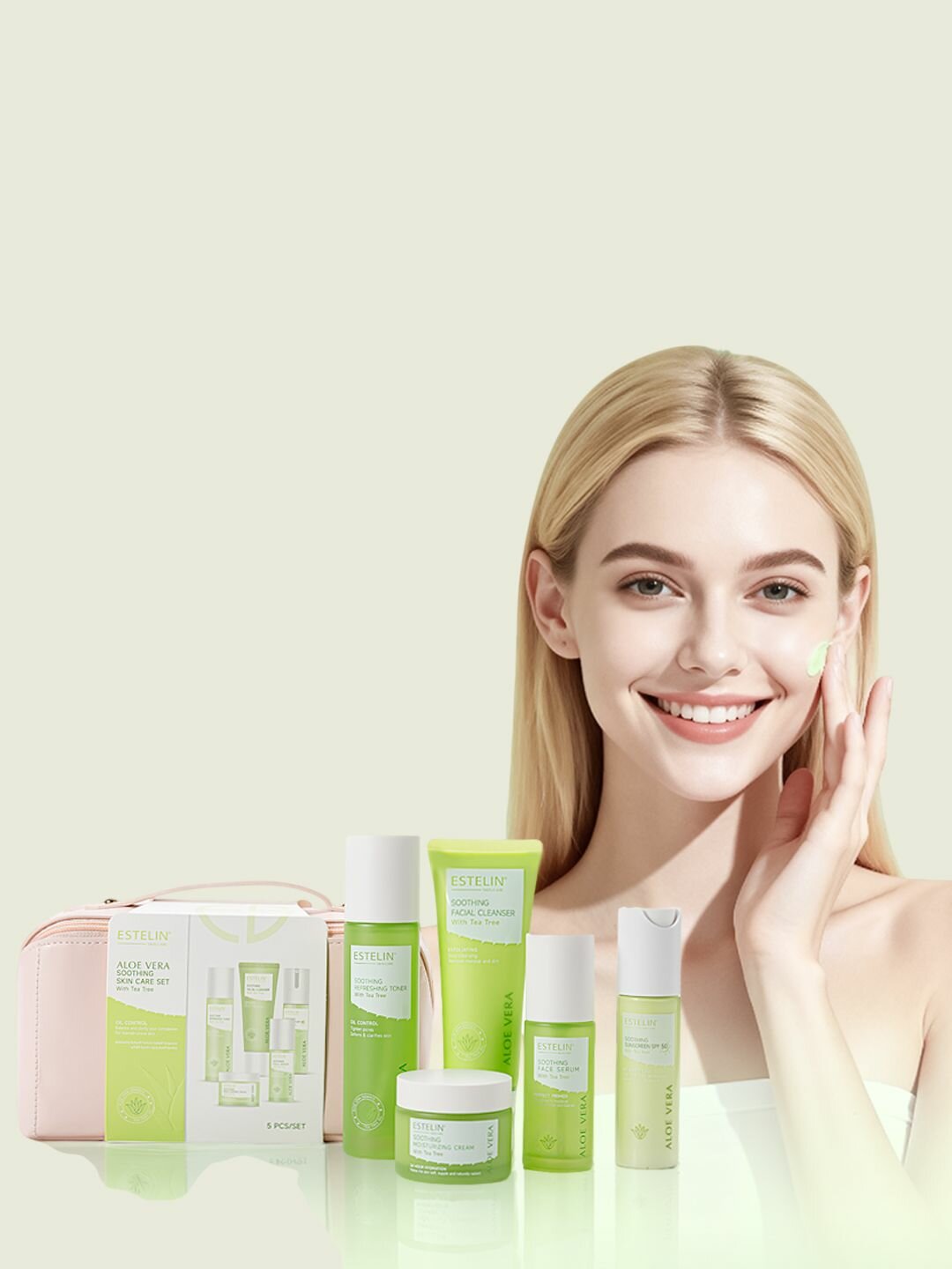 Набор для ухода за кожей Estelin Aloe Vera Soothing Skin Care Set, 5 шт.