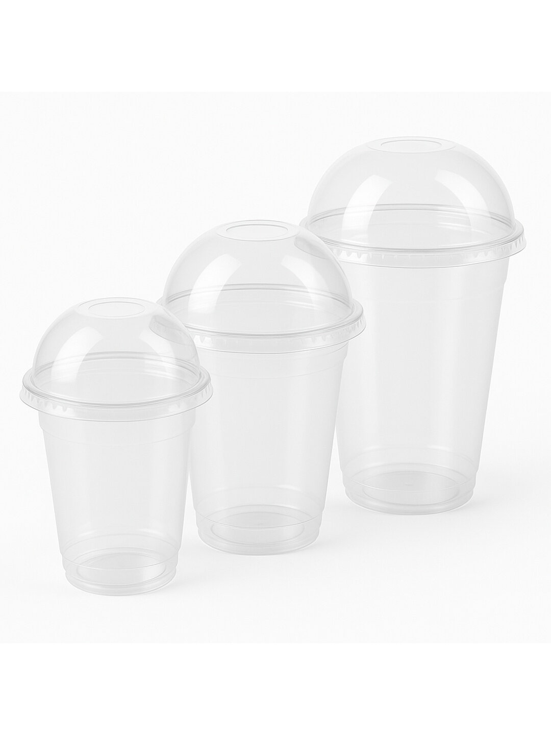 Стаканчики пластиковые для Мохито, коктейлей, лимонадов, смузи и десертов. с крышкой, объёмом 700, 500, 350 мл (100 шт)