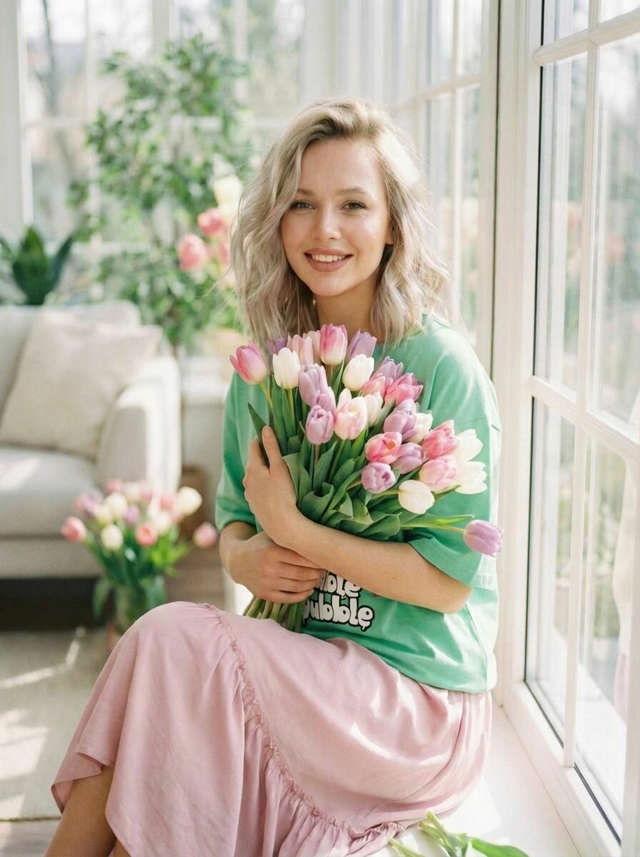 Футболка INTERQLO, размер 50, бело-зеленый — фото 1