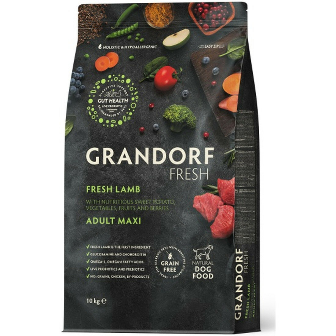 Корм Grandorf Fresh, для собак, беззерновой, с живыми пробиотиками, ягненок с бататом, 10кг