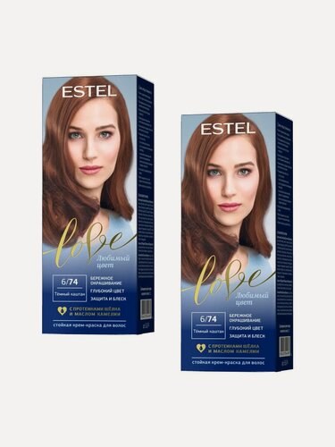 Изображение товара ESTEL Стойкая крем-краска LOVE, тон 6/74 Темный каштан (набор, 2шт.)