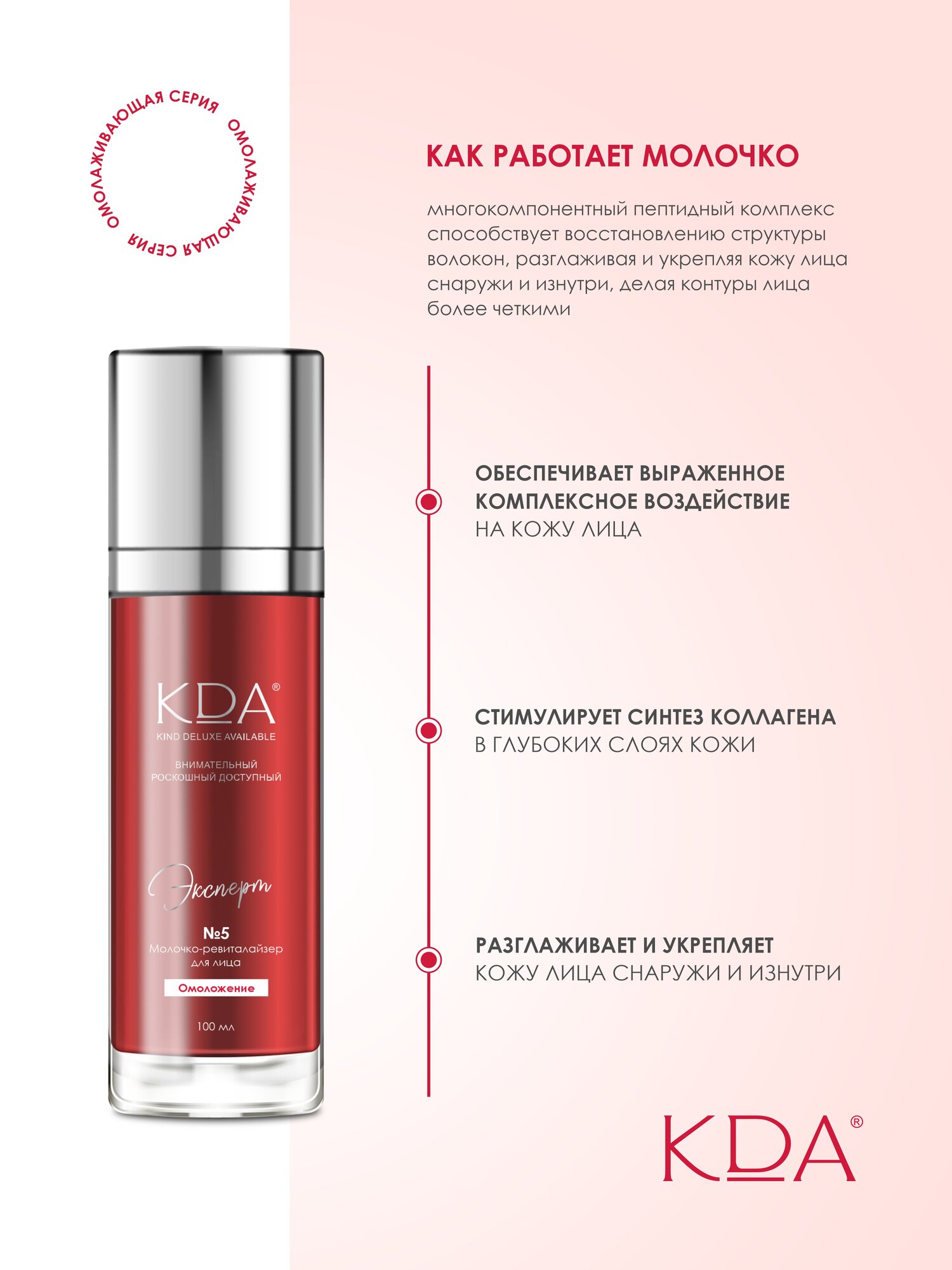 Молочко-ревиталайзер KDA Эксперт для лица омоложение 100 мл — фото 1