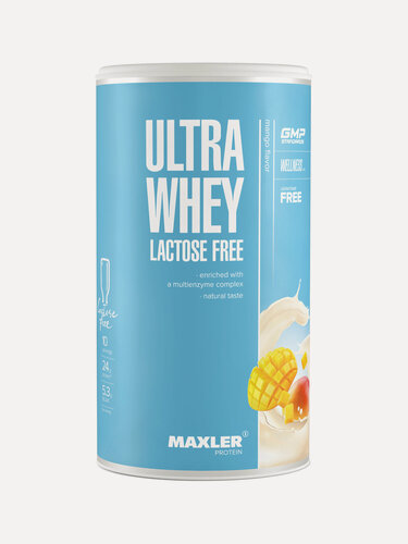 Изображение товара Протеин сывороточный безлактозный Maxler Ultra Whey Lactose Free, порошок, 300 г - Манго