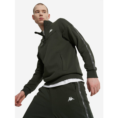 фото Толстовка kappa authentic small banda men's knitted jumpers half zip, размер 48/50, , болотный