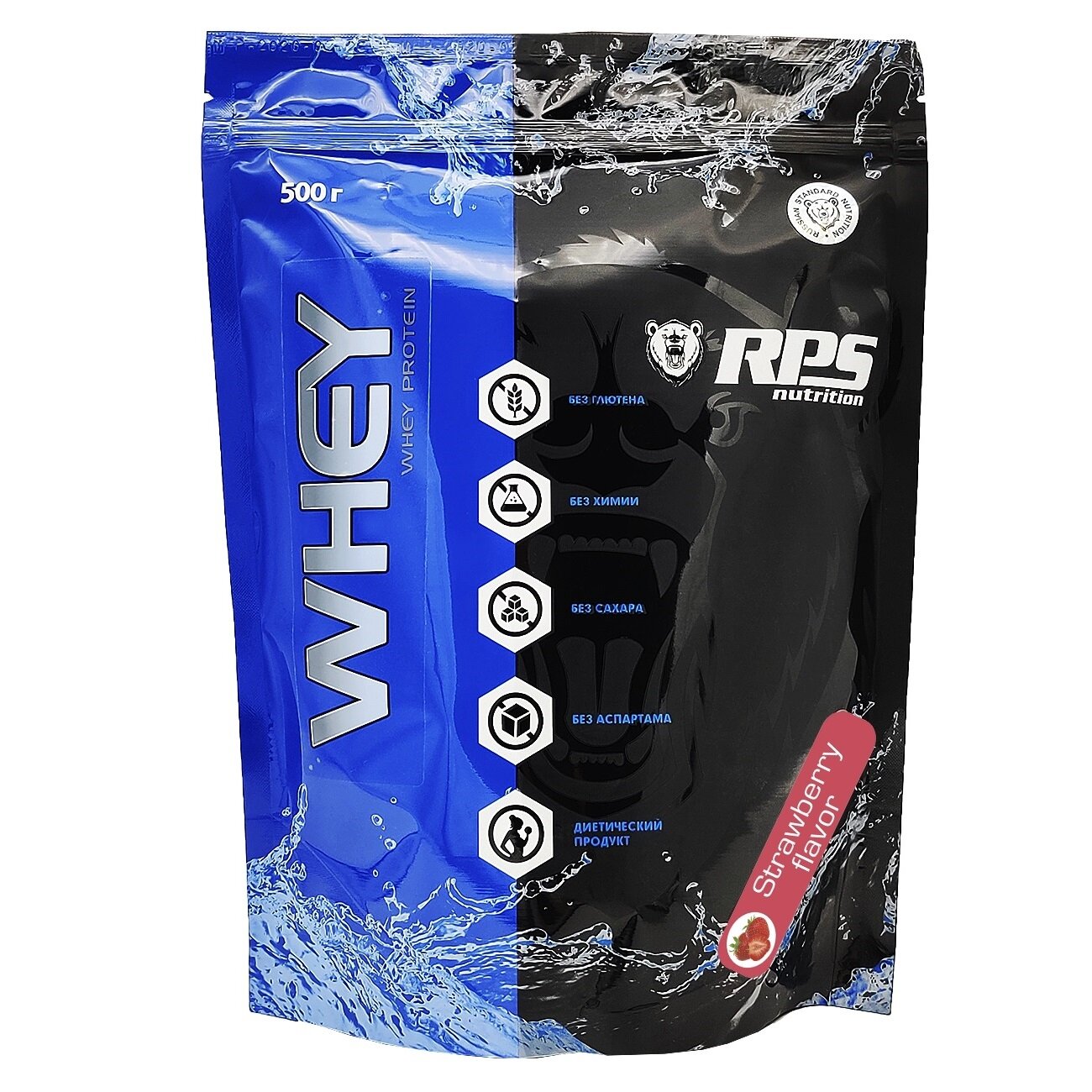 Сывороточный протеин Рост массы Whey Protein 500 гр (RPS Nutrition) Клубника