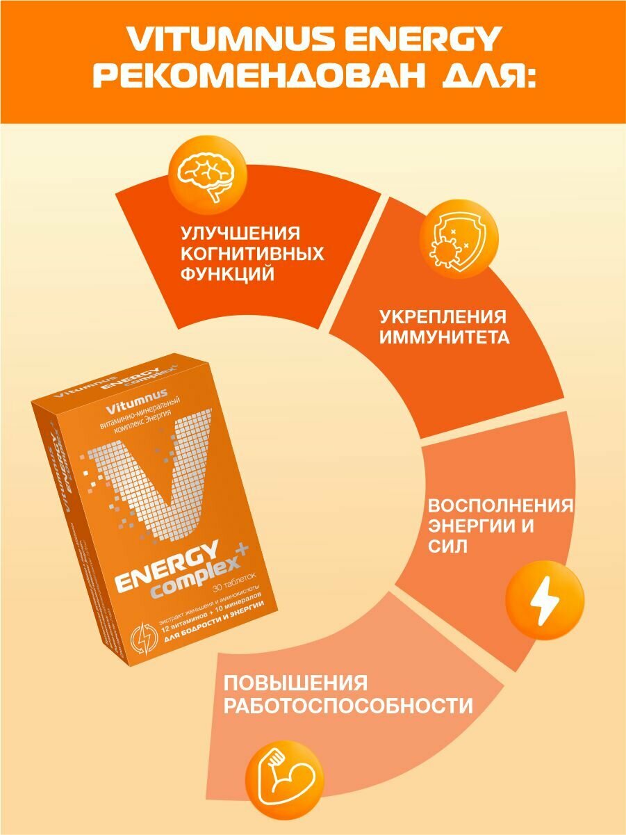Картинки Мультивитамины для поддержания энергии и бодрости Vitumnus таб 30 шт