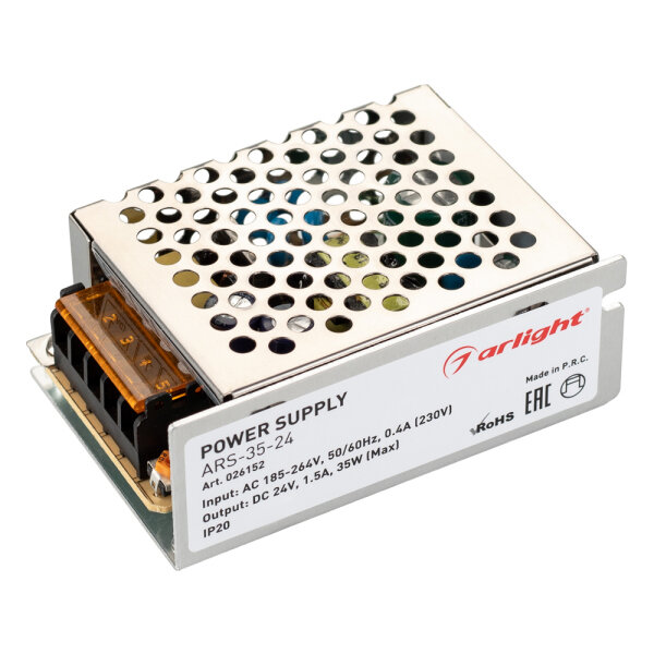 Блок питания для светодиодной ленты Arlight ARS-35-24 (24V, 1.5A, 35W)