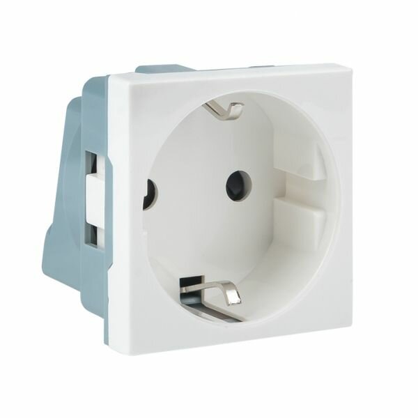 EKF PROxima Розетка 45х45 (2 модуля), с заземлением. белая, прямая, E2MR16-028-10