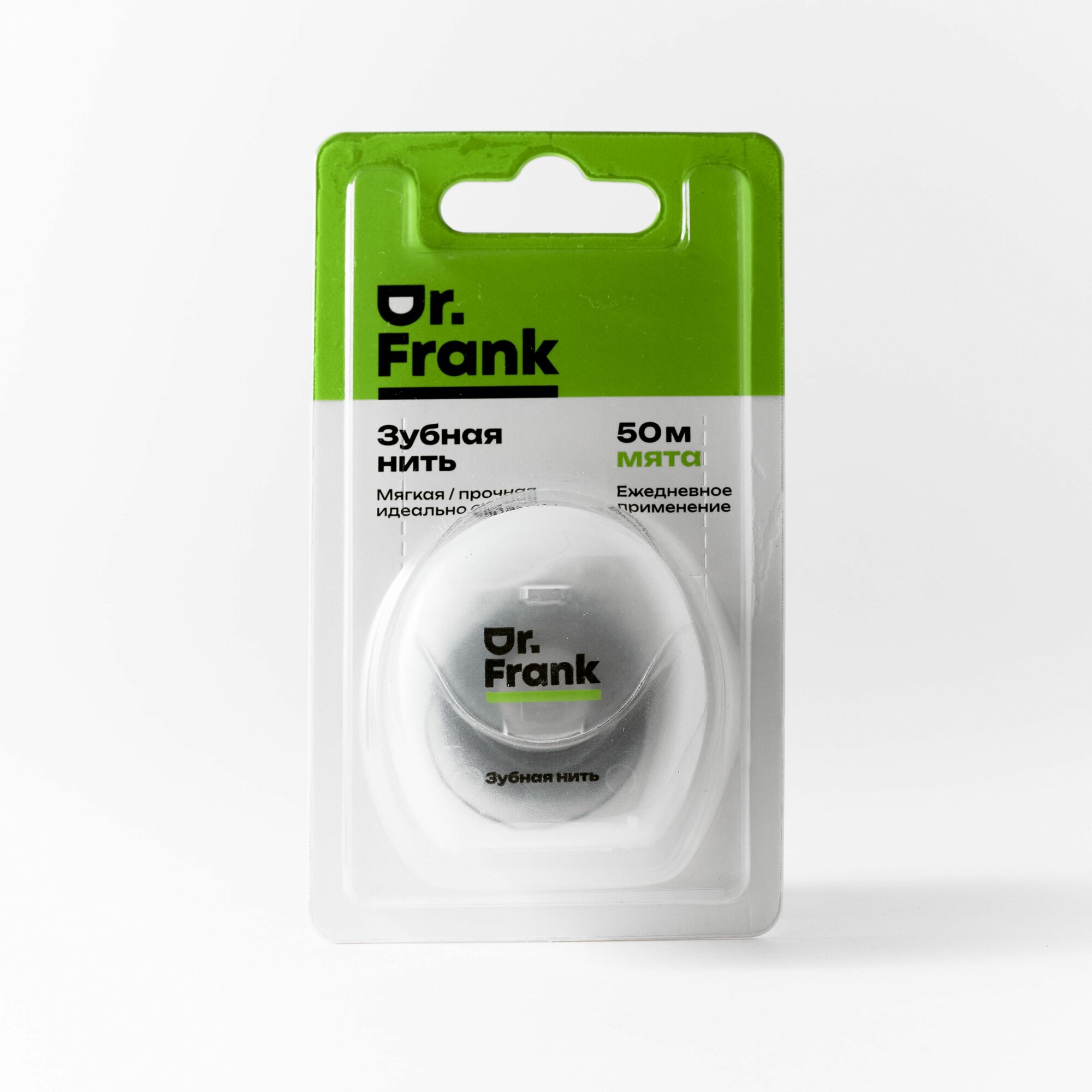 Зубные Нити Зубная нить Doctor Frank, с ароматом мяты, вощеная, чёрная, длина 50м