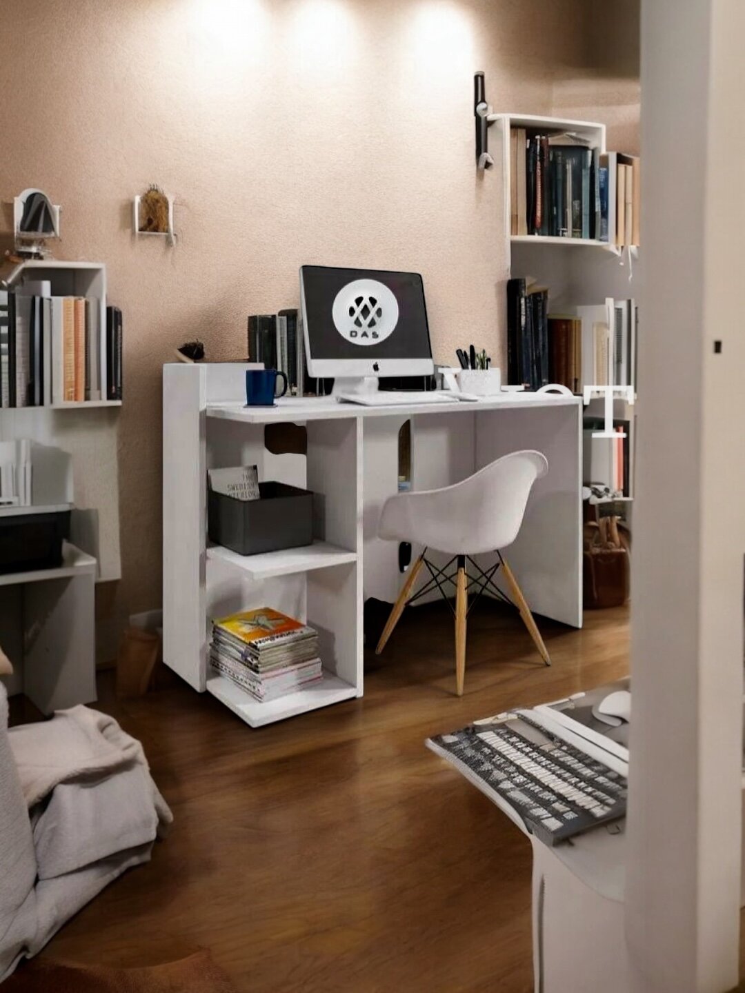 Компьютерный стол письменный с полками, рабочий стол для дома и офиса, универсальный в полной комплектации — фото 1